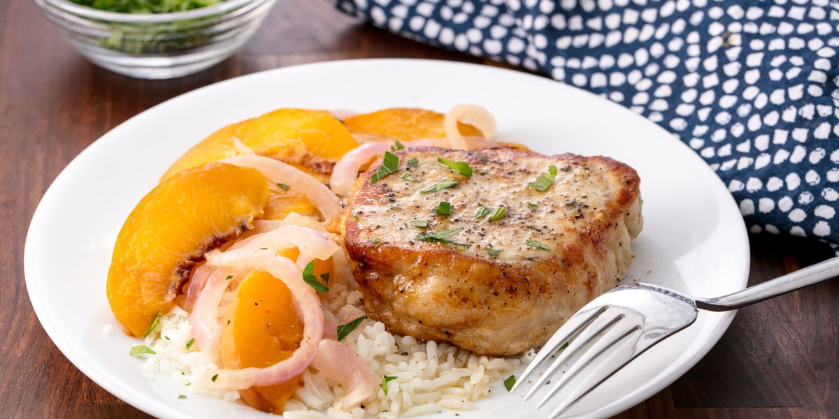 Glazed Smoked Chops with Pears