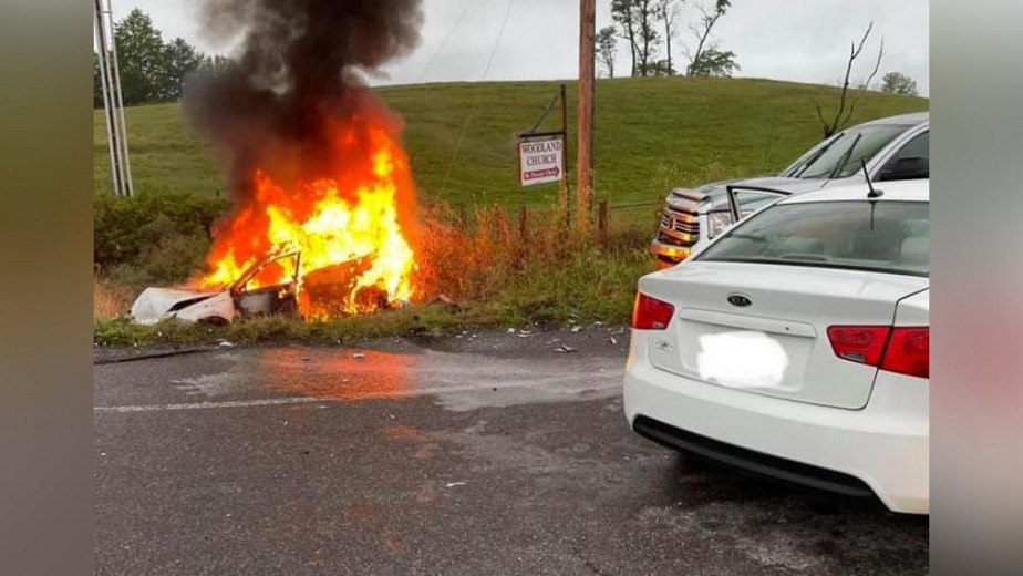 One vehicle caught on fire after multi-vehicle crash in Botetourt County, two people hospitalized