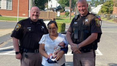 Deputies from Fauquier County help a woman in labor deliver her baby